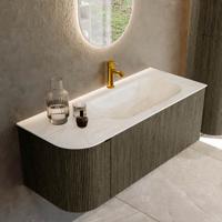Badmeubel Mondiaz Kurve-Dlux | 115 cm cm | Meubelkleur Shadow | Wastafelkleur Ostra | Solid surface | Wasbak rechter zijde spoelbak | 1 kraangat