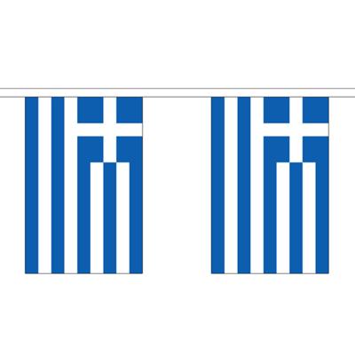 Vlaggenlijn/vlaggetjes land Griekenland - polyester - 300 cm - versiering buiten/binnen