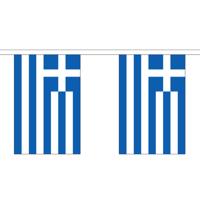 Vlaggenlijn/vlaggetjes land Griekenland - polyester - 300 cm - versiering buiten/binnen