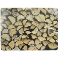 4x stuks rechthoekige placemats openhaard hout print kurk 30 x 40 cm - thumbnail