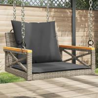 Schommelbank met kussens 63x62x40 cm poly rattan grijs - thumbnail