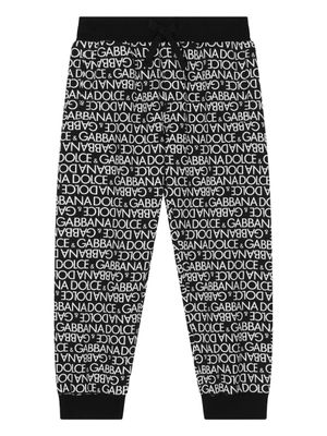Dolce & Gabbana Kids pantalon de jogging à logo imprimé - Noir