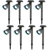 Solar prikspot/tuinspot - 8x - metaal - zwart - H26 cm