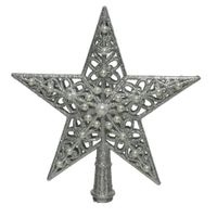 Kunststof ster piek/kerstboom topper zilver 21 cm - thumbnail