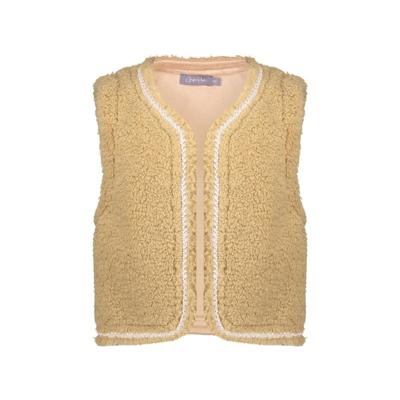 Geisha winter gilet meisjes - zand - zigzag, teddy borduursel