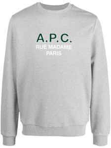 A.P.C. sweat en coton à logo imprimé - Gris