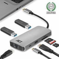 ACT Connectivity USB-C naar HDMI multiport adapter dockingstation USB-C | HDMI | 4K | LAN | Cardreader - thumbnail