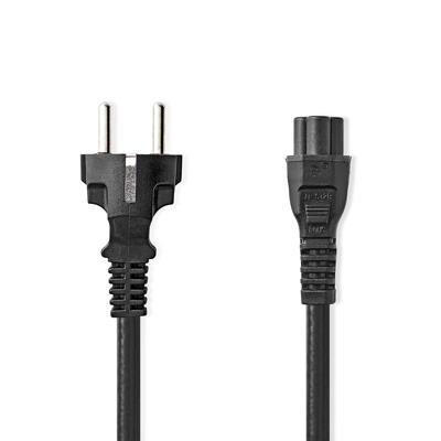 Nedis Stroomkabel | Type F (CEE 7/7) Male | IEC-320-C5 | Recht | Recht | Vernikkeld | 3.00 m | Rond | PVC | Zwart | Label - CEGL10130BK30
