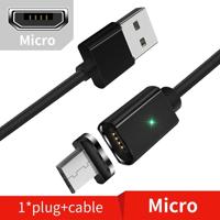 2 stks ESSAGER smartphone snel opladen en gegevensoverdracht magnetische kabel kleur: zwarte micro kabel (1M)