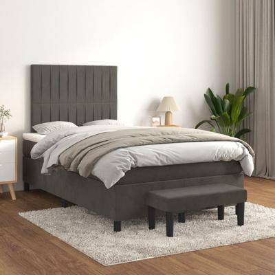 Boxspring met matras fluweel donkergrijs 120x200 cm