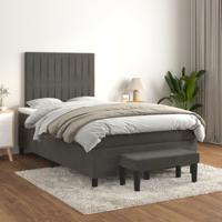 Boxspring met matras fluweel donkergrijs 120x200 cm