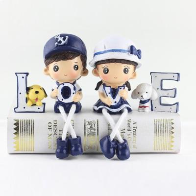 Creatieve hars liefde Navy familie set poppen ornamenten bruiloft slaapkamer decoratie geschenken (blauw)