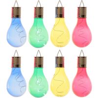 8x Buiten LED blauw/groen/geel/rood peertjes solar lampen 14 cm - thumbnail