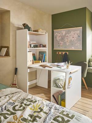 Boekenkast met geïntegreerd bureau Modulo wit