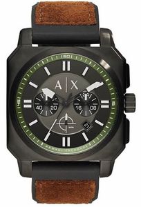 Horlogeband Armani Exchange AX1652 Leder/Kunststof Bruin 26mm