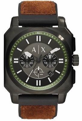 Horlogeband Armani Exchange AX1652 Leder/Kunststof Bruin 26mm