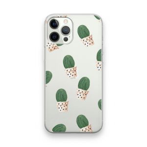 Cactusprint roze: iPhone 12 Pro Transparant Hoesje
