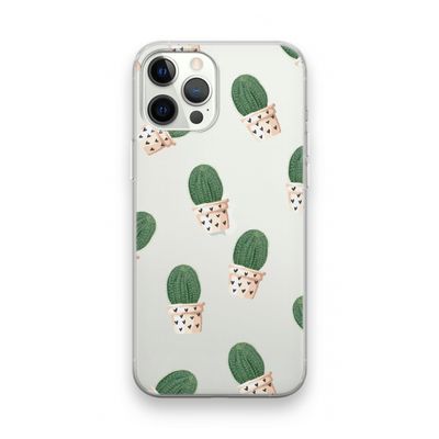 Cactusprint roze: iPhone 12 Pro Transparant Hoesje