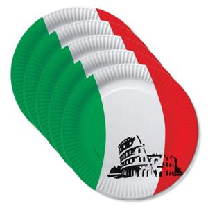 Italiaanse vlag thema feest bordjes - 20x stuks - Dia 23 cm - Italie feestartikelen/versiering