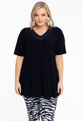 Yoek Tuniek geplooid met glitters | Blauw | Maat 58/60