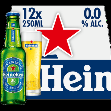 Heineken Premium Pilsener 0.0 Bier Draaidop Fles 12 x 250ml bij Jumbo