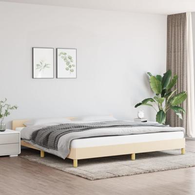Bedframe met hoofdeinde stof crmekleurig 200x200 cm
