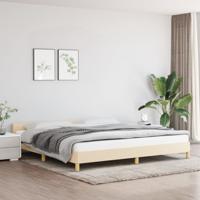 Bedframe met hoofdeinde stof crmekleurig 200x200 cm