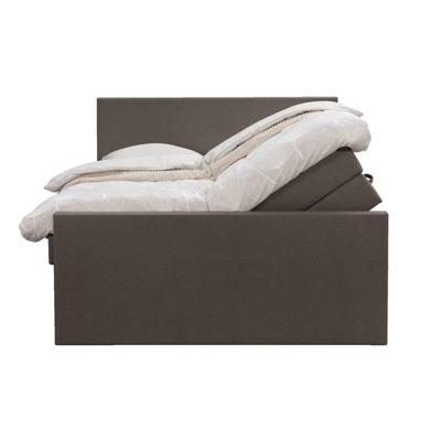 Leen Bakker - Boxspring Met Opbergruimte En Voetbord Liv Egaal - Donker - 180x200cm - Stof - Bruin