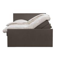 Leen Bakker - Boxspring Met Opbergruimte En Voetbord Liv Egaal - Donker - 180x200cm - Stof - Bruin