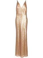 Marchesa Notte Bridesmaids robe brodée de sequins à col v - Or