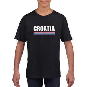 Zwart Kroatie supporter t-shirt voor kinderen XL (158-164)  -