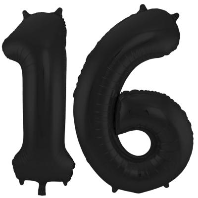 Folat Folie ballonnen - 16 jaar cijfer - zwart - 86 cm - leeftijd feestartikelen - verjaardag Folat Folie ballonnen - 16 jaar cijfer - zwart - 86 cm - leeftijd feestartikelen - verjaardag