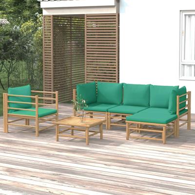 6-delige Loungeset met kussens bamboe groen