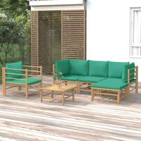 6-delige Loungeset met kussens bamboe groen