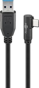USB 3.2 GEN 1 (USB3.0) Aansluitkabel - USB-C naar USB-A - 5Gbit/s - USB adapter - OTG kabel - USB-C naar USB-A aansluitkabel - 2m - 90° - 5Gbit/s - GEN 1 - zwart