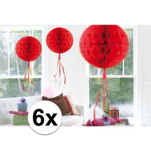 6x feestversiering decoratie bollen rood 30 cm