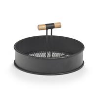 Zeller dienblad rond - metaal/hout - zwart - 20 x 11,5 cm - serveerblad