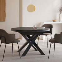 Kave Home Uitschuifbare Ronde Eettafel Vashti 120-160 x 120cm - Zwart Marmer