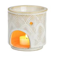 Geurbrander voor amberblokjes/geurolie - keramiek - creme wit - 10 x 10 x 10 cm