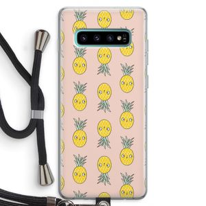 Ananas: Samsung Galaxy S10 Plus Transparant Hoesje met koord