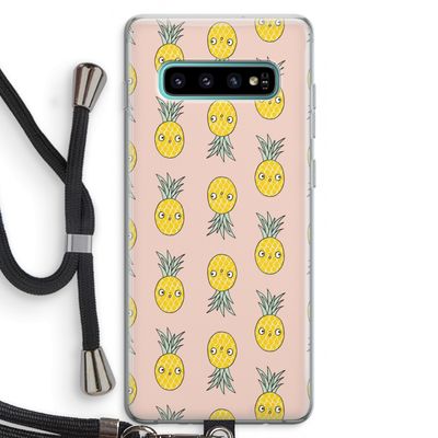 Ananas: Samsung Galaxy S10 Plus Transparant Hoesje met koord
