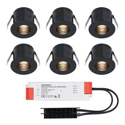 Set van 6 Betty LED Mini Inbouwspots met Trafo - 12 Volt 3 Watt 140 lumen - Verzonken - Plat 37mm - 2700K - IP44 waterdicht - Niet Dimbaar - Zwart