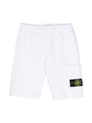 Stone Island Junior short à patch Compass - Blanc