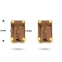 Oorknoppen geelgoud-rookkwarts 2 x 0.55 ct bruin 4 x 6 mm