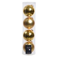 Tubes met 4x gouden kerstballen van glas 10 cm glans en mat - Kerstbal - thumbnail