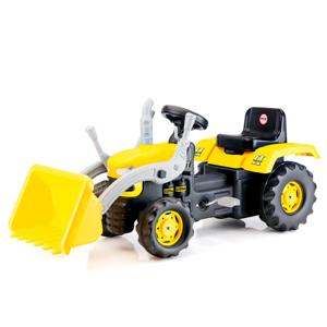 Dolu Traptractor met Voorlader & Claxon Geel/Zwart