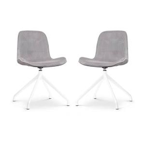 Nolon Nola-Fé Draaibare Eetkamerstoelen Set - Rib Warm Grijs - Wit