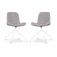 Nolon Nola-Fé Draaibare Eetkamerstoelen Set - Rib Warm Grijs - Wit