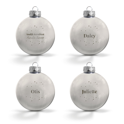 Kerstbal met naam - Zilver - 4 stuks