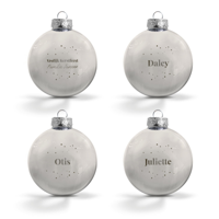 Kerstbal met naam - Zilver - 4 stuks